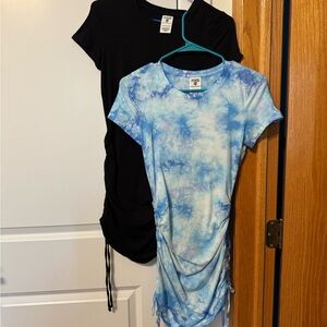 2 Pack of PINK Victoria’s Secret Blue Tie-Dye and Black Ruched Bodycon Dresses